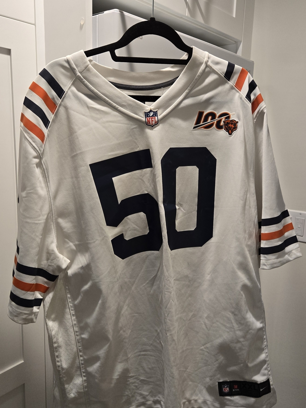 Nike White and Navy XXL Football Jersey Collar Label